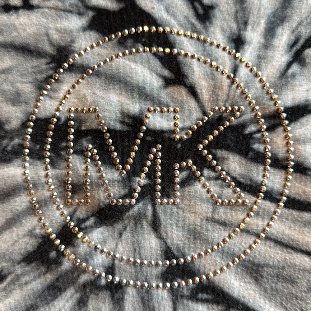 Michael Kors Black and White Graphic studded Logo T-Shirt - Picture 2 of 6